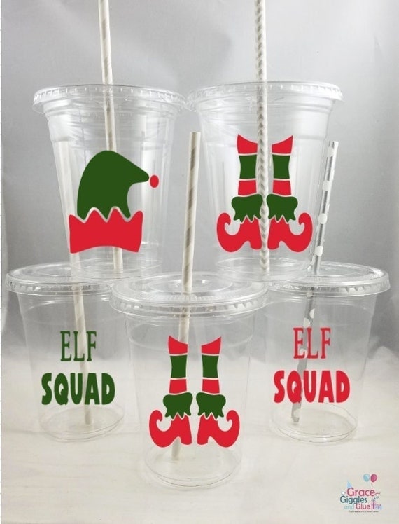 Elf and Santa cup that I made for our Christmas Party (Solo cups)   Christmas party cups, Elf themed christmas party, Diy christmas sweater