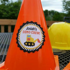 2pc Personalizd Construction Party Themed Centerpiece Cones, Emergency Cones Table Decor image 2