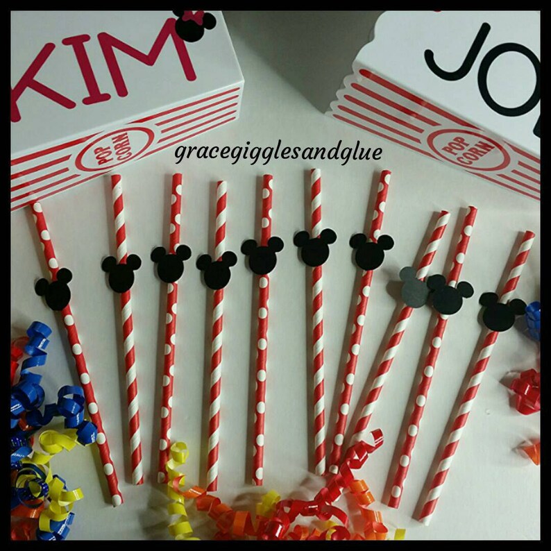 12 Mickey Mouse Straws Mickey Party Straws Baby Shower Etsy