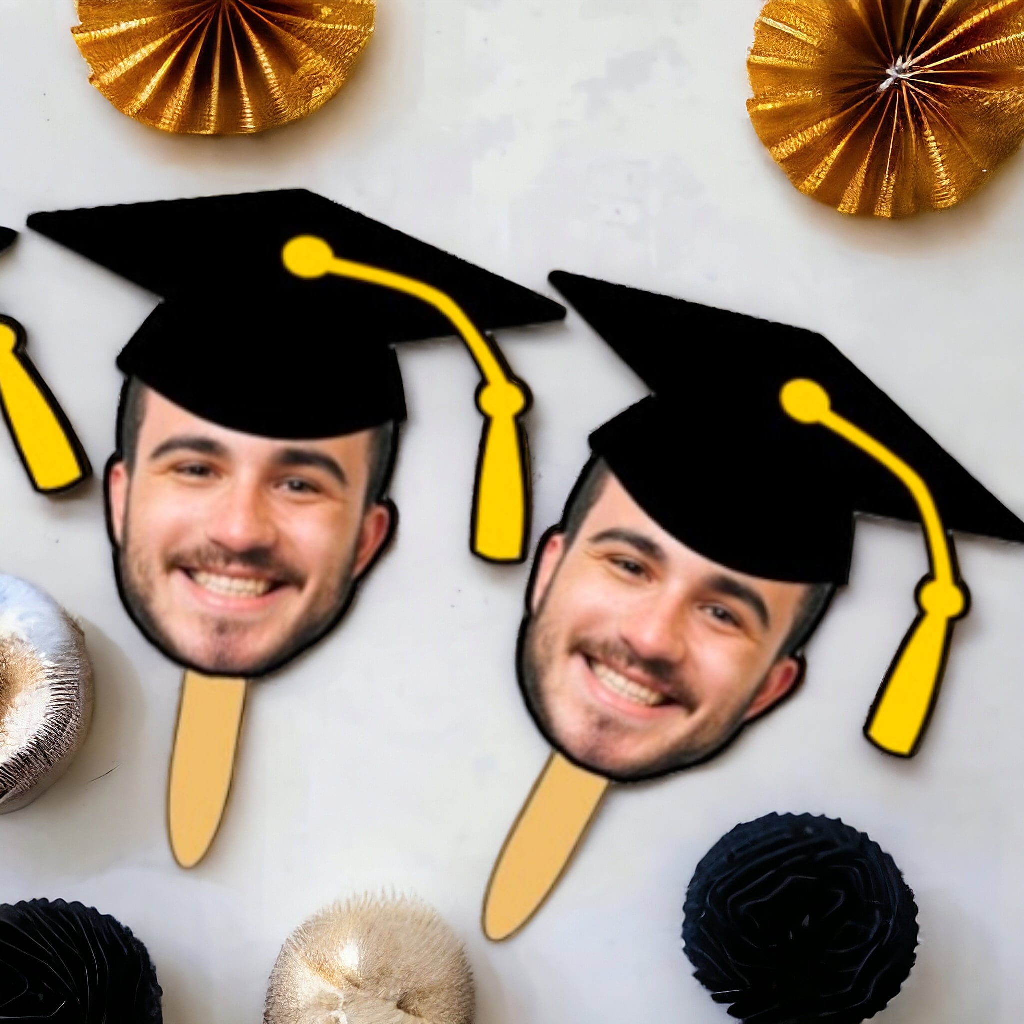 Grad Face Sticks Graduation Face on a Stick, Custom Face Cutout, Party Prop Fat Head ...