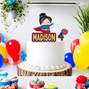 Personalized 2pc Girl Superhero Cake Topper