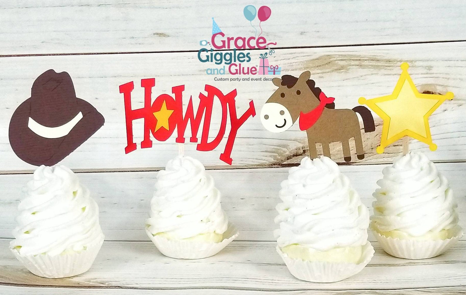 Cowboy Themed Cupcake Toppers Wild West Cupcake Topper | Etsy