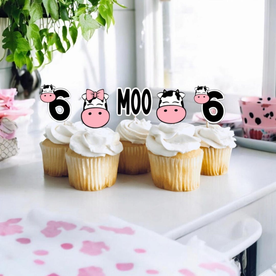 Topper Sapi Cow Themed Cupcake Toppers, Farm Party Toppers - Etsy