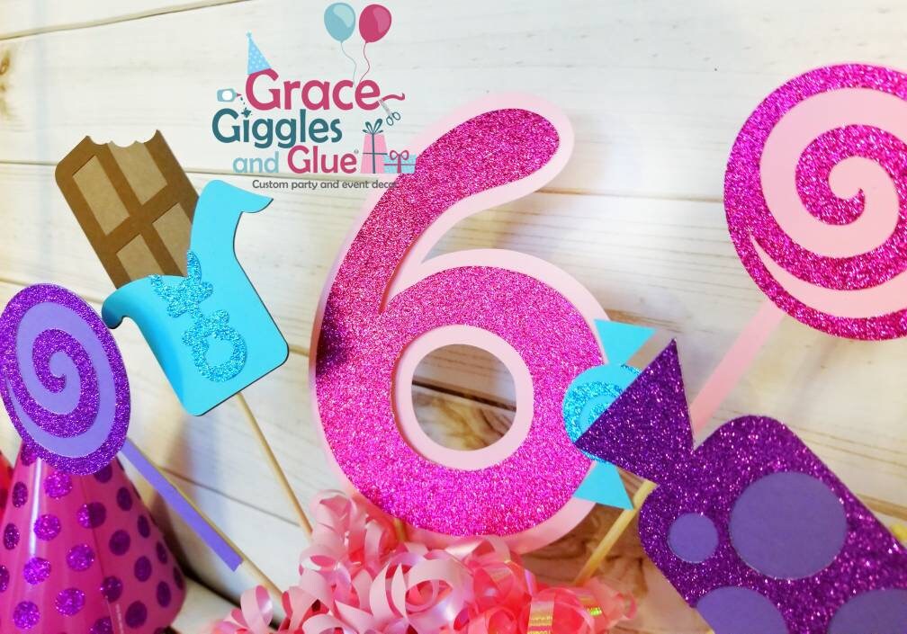 5pc Glitter Candy Themed Centerpiece