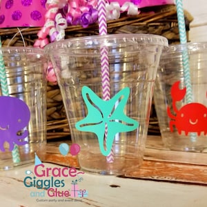 Under the Sea Themed Party Cups with Straws and Lids, Mermaid Party Cups!