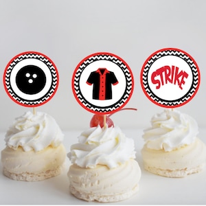 Digital Bowling Kuchendeckel, Instant Download Digital Cupcake Toppers
