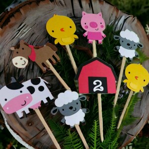 Barnyard Animal Cupcake Toppers, Farm Animals Cupcake Toppers