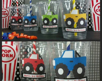 Personalized Monster Truck party cups