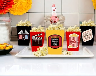 Movie Night Themed Snack/Favor Boxes, Movie Night Popcorn Box,