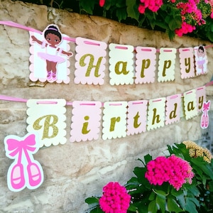 Glitter Ballerina Happy Birthday Banner Ballerina Name Banner, Two-Tu Cute Banner