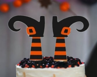 Witch Legs Cake Topper, Halloween Party Cake Topper
