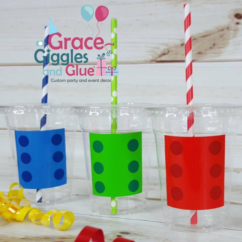 Building Block Themed Party Cups With Straws and Lids Etsy