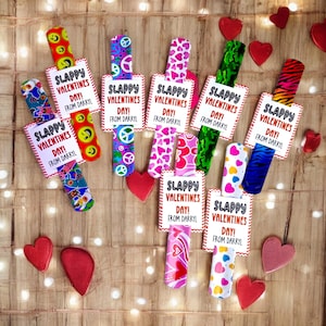 Valentines Day Party Favors,  Slap Bracelet Classroom Gift , Valentine&#39;s Day Classroom Party Favors, Candy Free Valentine