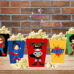 Girl Superhero Themed Snack/Favor Boxes