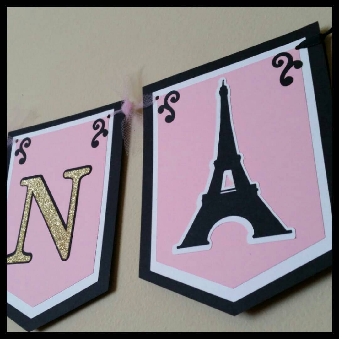 Parisian Happy Birthday Banner, Paris Name Banner W/ Tulle. It's A Boy ...