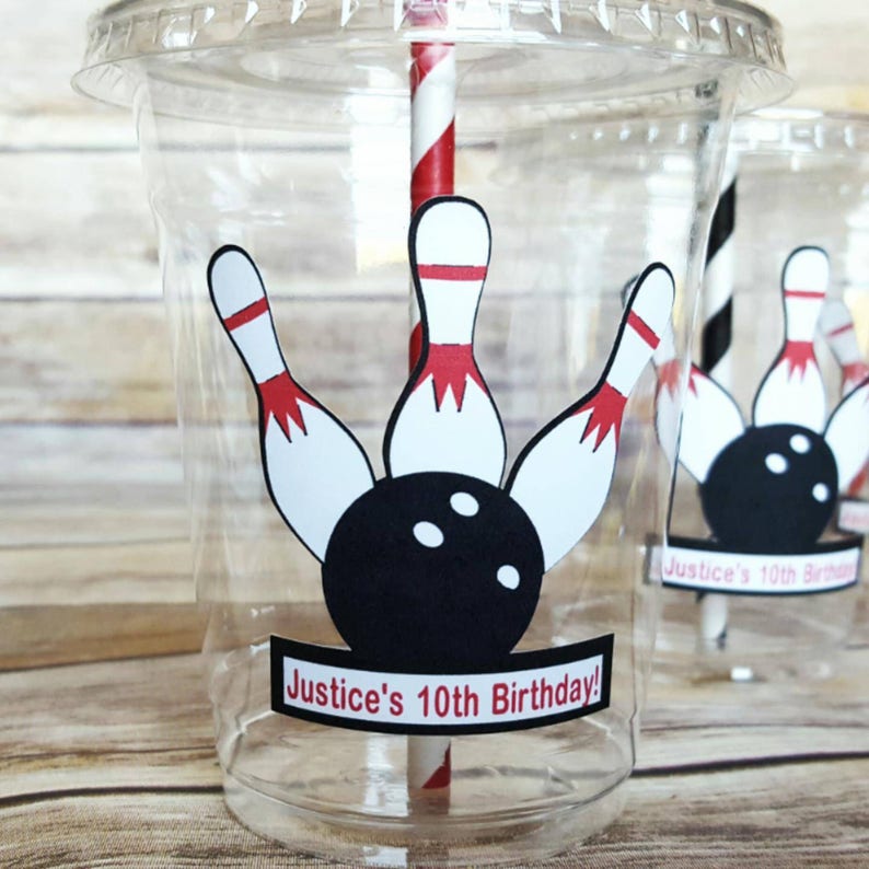 Personalized Bowling party Cups Etsy