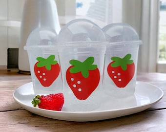 Strawberry Themed Dome Lid Party Favor Cups!