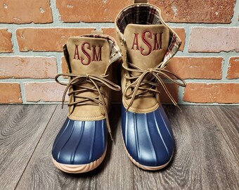monogrammed duck boots wide calf