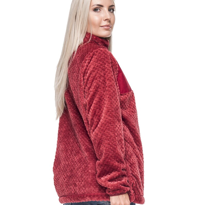 personalized pullover pineapple Monogrammed textured red sherpa
