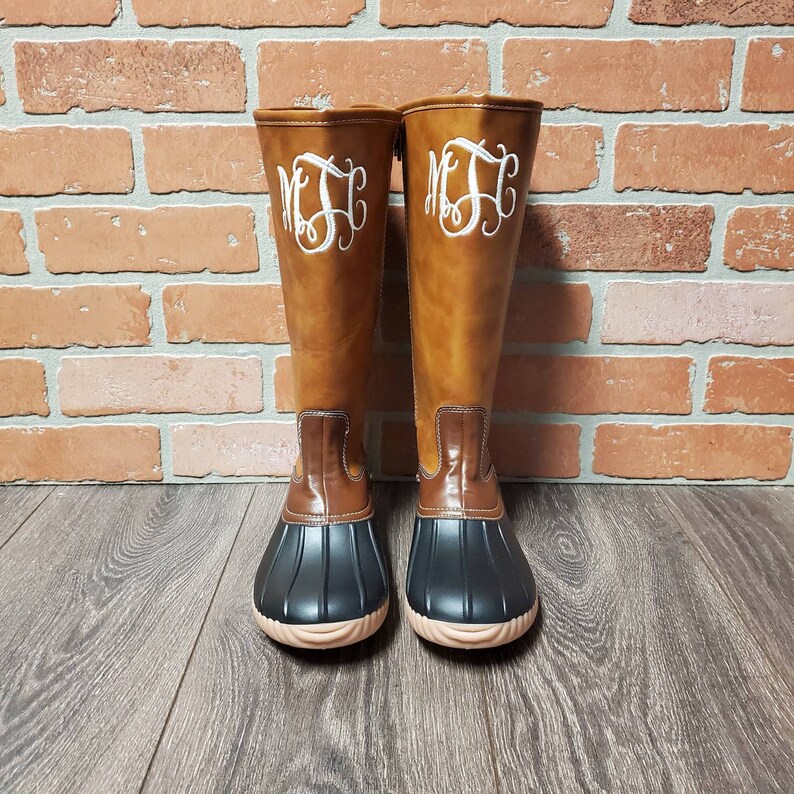 monogram duck boots tall