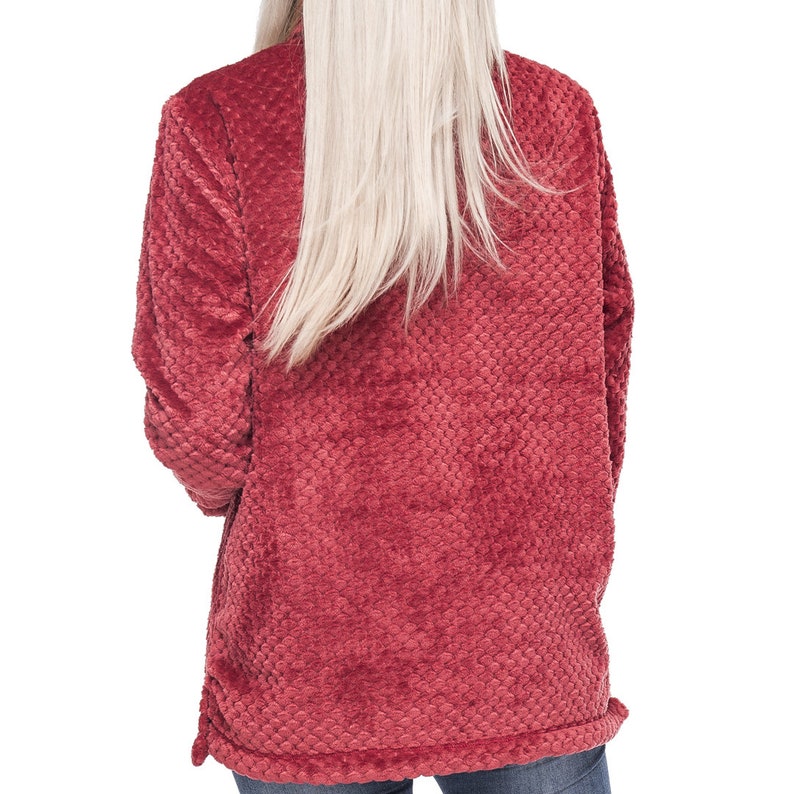 personalized pullover pineapple Monogrammed textured red sherpa