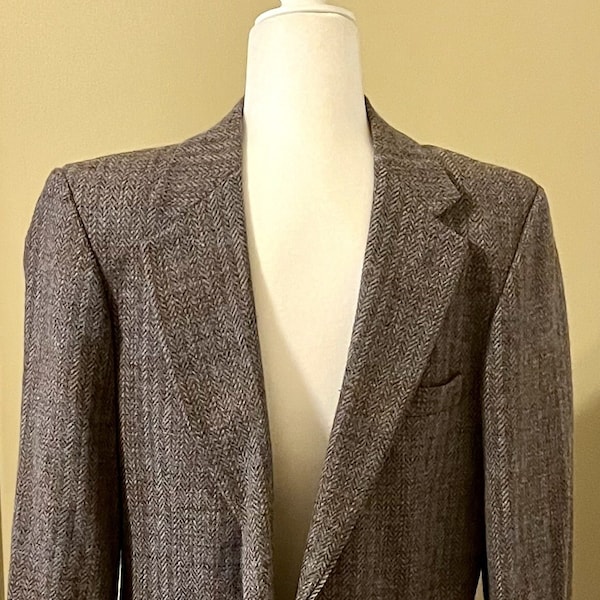 Men's Gray Tweed Sport Coat - 2 Button - Estimated Size 38 Regular - Eagle Brand - Vintage 1980 Men's Apparel