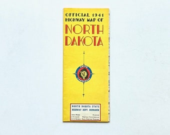 Official 1941 Highway Map of North Dakota - Vintage Collectible Road Map