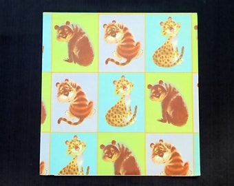 Vintage 1970s Cats & Bear Wrapping Paper - Pastel Gift Wrap Sheet