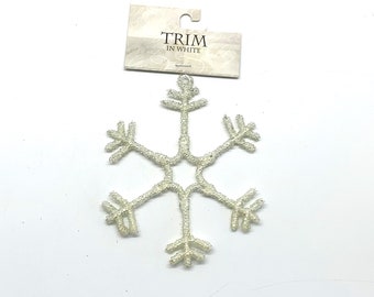 White, Glittery Snowflake Ornament - Vintage Holiday/Christmas Decoration