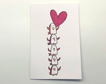 Have a Cool Valentine's Day - Penguin Valentine Card - Carlton Cards - Card for Some One Special - Vintage Valentine Card