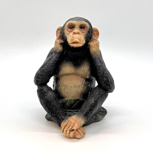 Hear No Evil Chimp Figurine - Ceramic Monkey Gift - Playful Animal Decor - Collectible  Piece - Shelf Display or Desk Accent – Vintage 1990s
