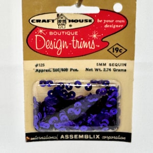 Vintage Craft House Purple Sequins: 1960s Design Trims