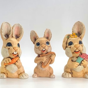 Ceramic Bunny Family -  Easter Bunny Family -  Vintage 1980&#39;s Holiday Tabletop Decor and Decorations