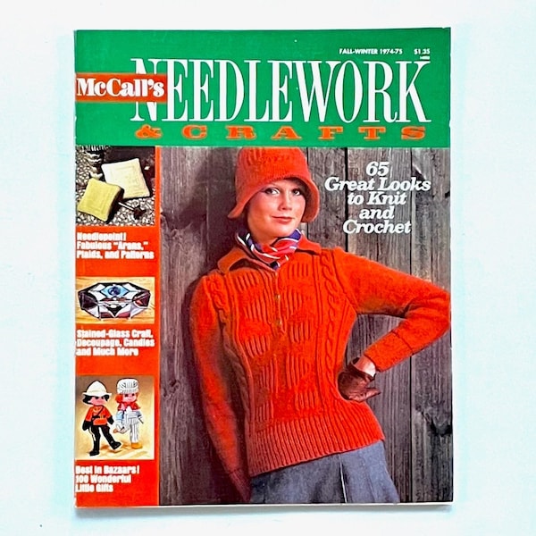 McCall’s Needlework & Crafts Magazine - Fall-Winter 1974/75 - Retro Knitting Crochet Patterns - 65 Great Looks – Vintage 70's Magazine