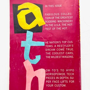 May include: A magazine cover with the word "ath" in large, colorful letters. The text "In This Issue" is at the top of the cover, and the text "Fabulous Collection of the Greatest Rodding Machinery in the U.S.A. The Hottest of the Hot." is below the word "ath".