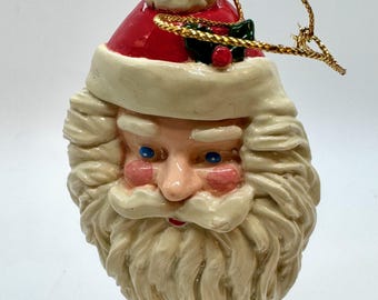 Vintage Ceramic Santa Ornament - 1990s Retro Christmas Decor