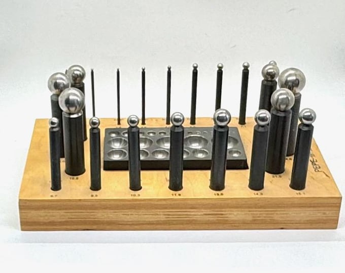 Dapping Set Base Pepetools Dapping Punch Set - 22 Punches With Block & Wooden Base ...