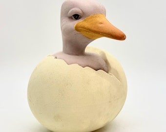 Ceramic Ostrich Egg Bank, Hand Painted, Two Piece