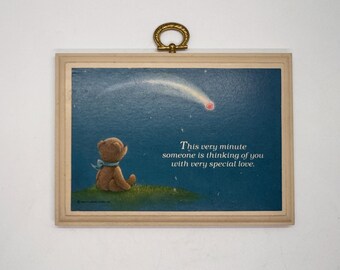 1985 Hallmark Decorative Plaque, Teddy Bear Shooting Star, Someone Is Thinking Of You