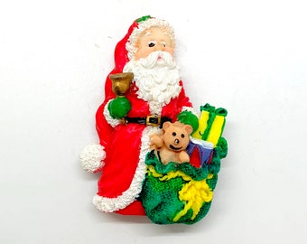 Santa Magnet - Holiday Refrigerator Magnet - Ceramic Christmas Magnet - Vintage 1990's Holiday, Home, and Kitchen Décor