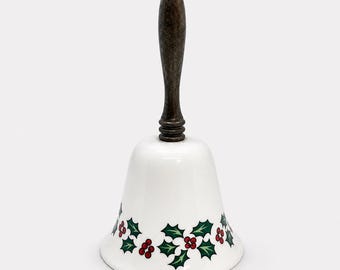 Fine Bone China Christmas Bell, Holly Berry Design, Maurice Duchin England