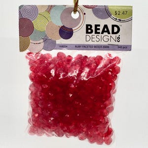 Ruby Faceted Beads, 8mm, Bead and Design Co., 340 Pieces, 168054