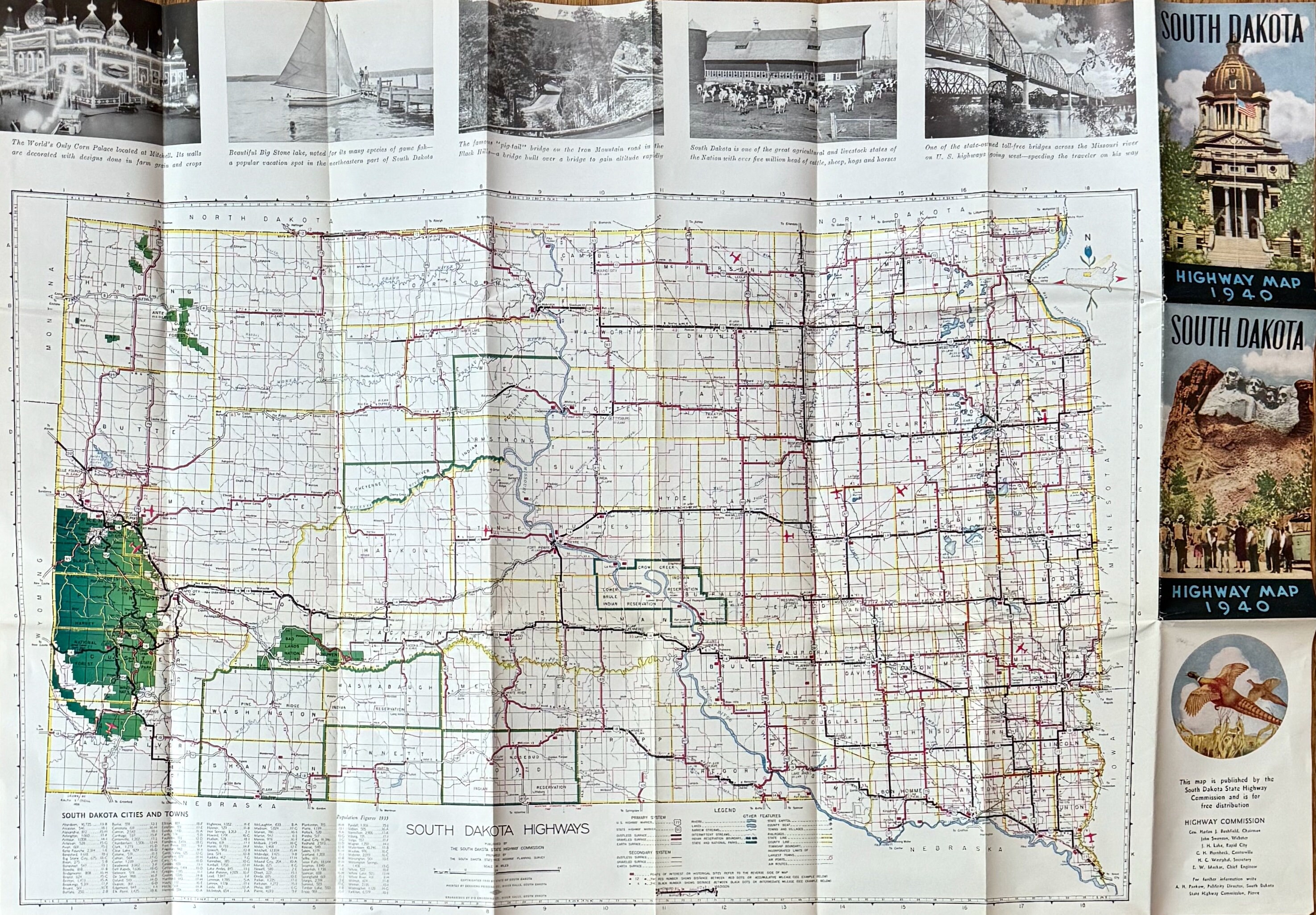 Vintage South Dakota Highway Map: 1940 Collector's Road Guide - Etsy