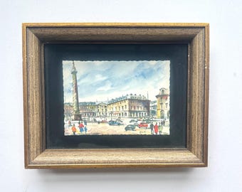 Framed Paris’s Place Vendôme, Vendôme Column, Watercolor Print