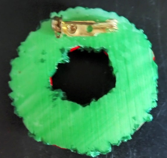 Christmas Wreath Brooch/Pin  - Colorful - 1990's … - image 2