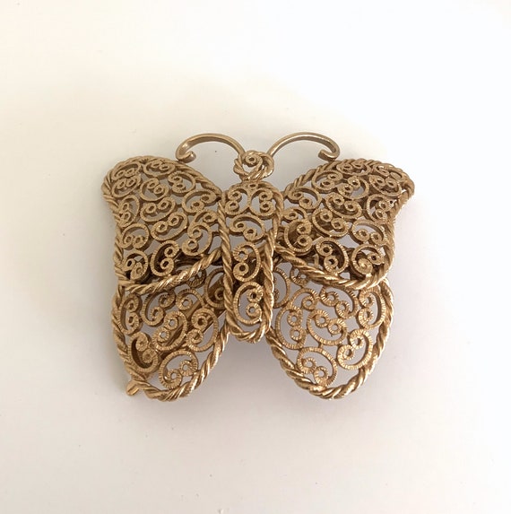 Butterfly Barrette - Metal Lace - Gold Color - Vin