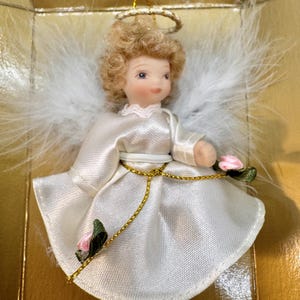 2003 Angel Joy Porcelain Angel Ornament, Poseable Doll, Original Box