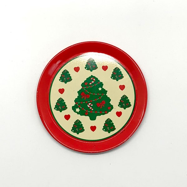 Inexpensive Holiday Coaster Set - Set of 8 -  Metal Material - Non-Slip Felt Feet - Festive and Colorful - Vintage 1980 Coaster Set