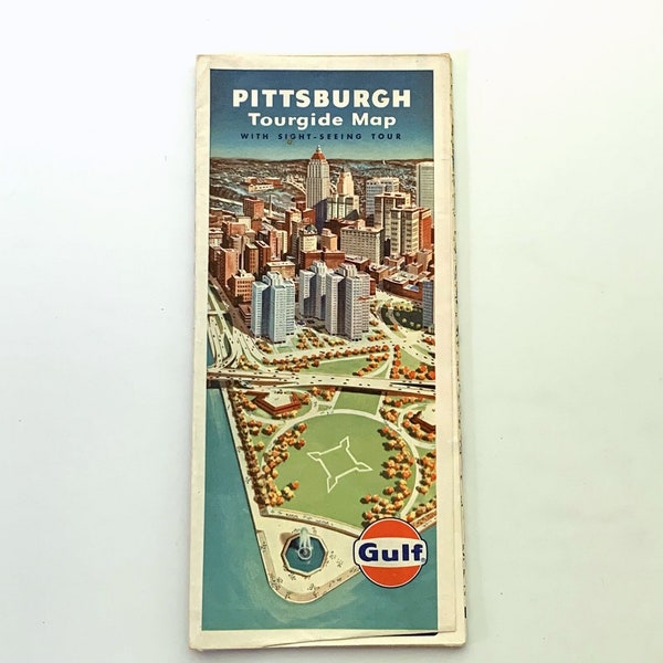 Mid Century Pittsburgh "Tourgide Map" - 4-Inch X 9-inch Fold Out Map - Collectible 1964 City Memorabilia