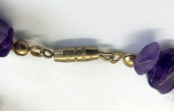 Vintage Acrylic Stone Necklace - Purple Beads wit… - image 4